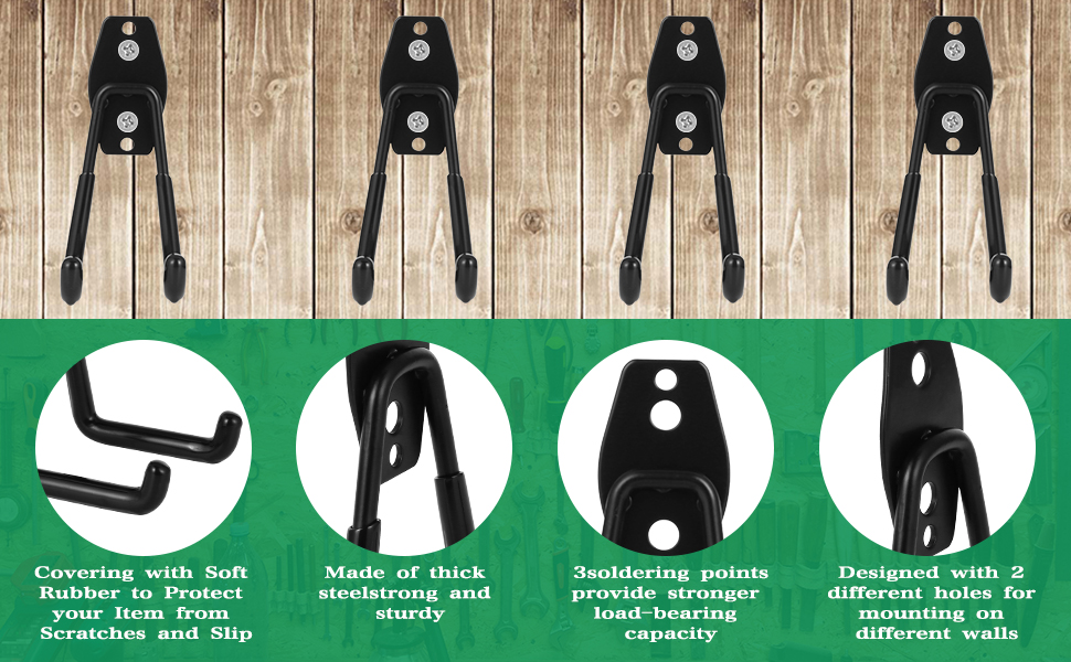 Fippy 4PCS Heavy Duty Garage Hooks for Hanging Tools, 7.5inch Large