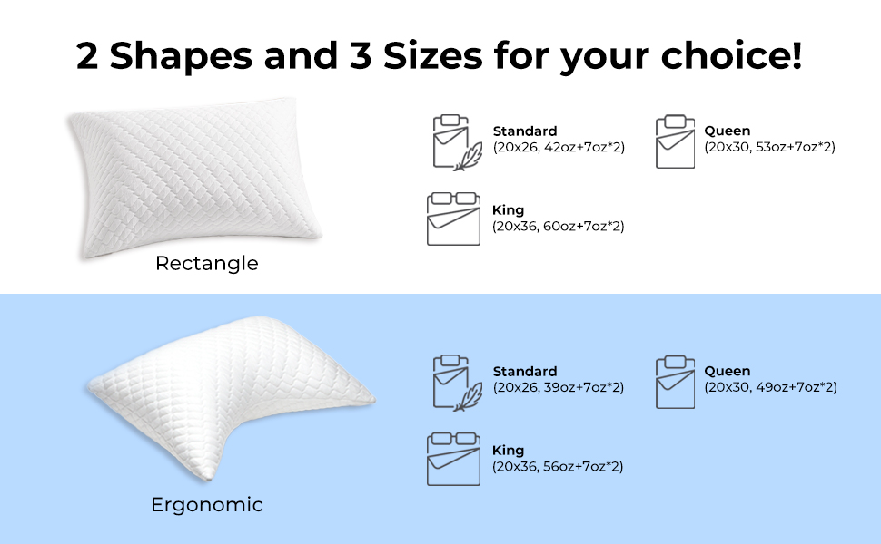 Peace nest 2 Pack Shredded Memory Foam Pillows for Neck and