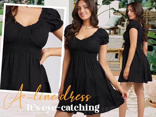 AlvaQ Summer Dresses for Womens 2024 Elegant Casual Flowy A