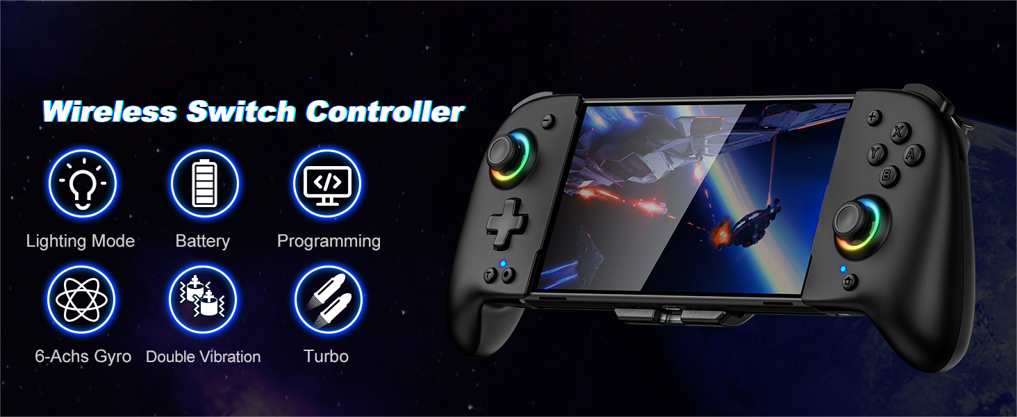 Switch Controller for Nintendo, Wireless Switch Pro Controller with Back Buttons, 1000mAh Pro Controller Switch with Programmable, Wake up, Vibration & Turbo Function for Switch/OLED Console(Black) 11 Switch Controller for Nintendo