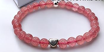 Steinfixx Armband Handmade erdbeerquarz pink  Perlen Freude Silber echt 925 Herz Naturstein Geschenk