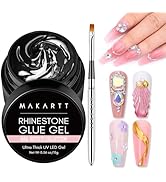 Makartt Nail Rhinestone Glue Gel with Brush Pen Set, 15ml Clear Nail Gem Glue Wipe-Off Super Stro...