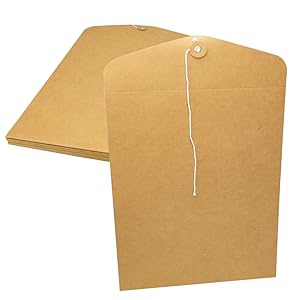 Amazon.co.jp: ひも付き封筒 ハトメ紐付き クラフト紙 丈夫 マチ