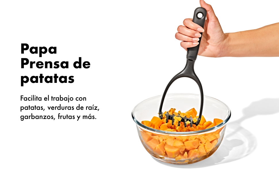 OXO Good Grips - Machacador de patatas de nailon, color negro