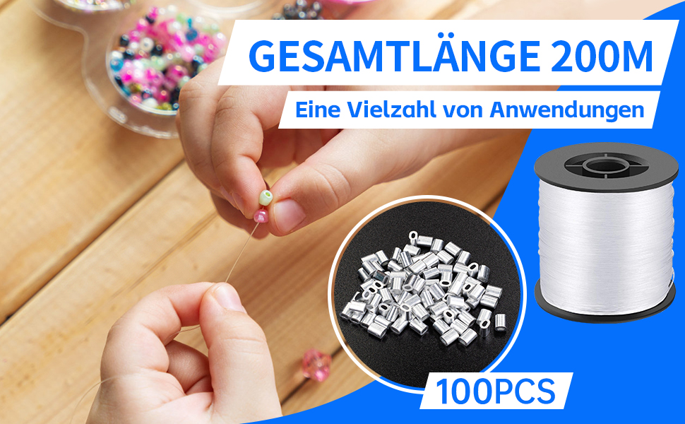 0.8 mm nylon thread, transparent, tear-resistant