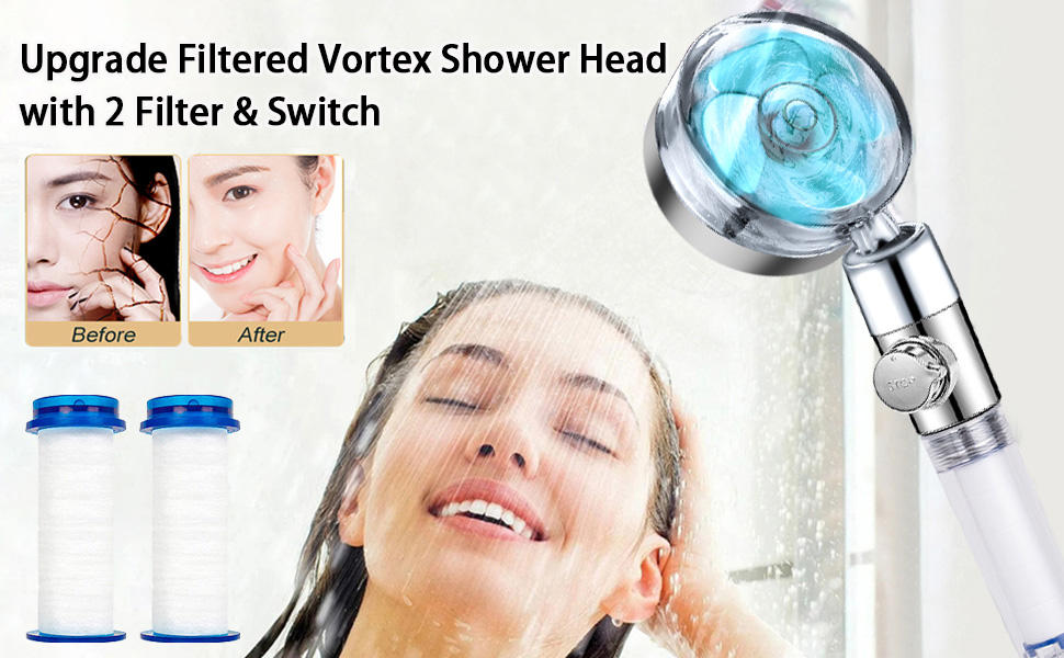 High Pressure Shower Heads, Vortex Hand Hels Shower Head with Fan/2Pcs