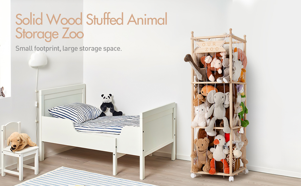 Stuffed animal organizer in the bedroom