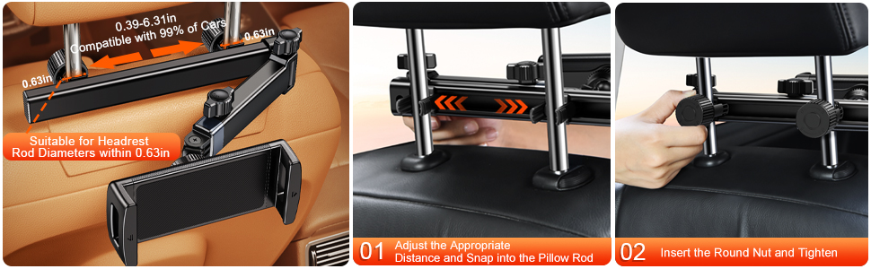 extendable headrest tablet bracket car travel tablet mount road trip tablet setup for kids