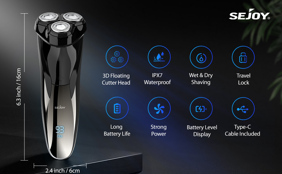 Sejoy Electric Razor for Men, Electric Rotary Shaver Men, Electric