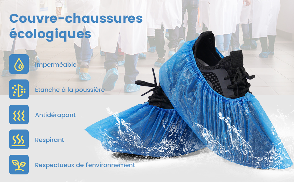 100pcs CPE couvre - chaussures en plastique, couvre - chaussures jetables,  couvre - chaussures respectueux de l'environnement, imperméable