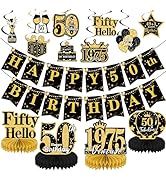 Yoyuspy 50th Birthday Decorations for Women Men, 15PCS 1975 50th Black and Gold Party Decorations...
