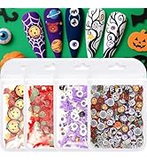 4 Bags Halloween Nail Charms 3D Mini Pumpkin Eyeball Ghost Bat Monster Charms for Nails Design Na...