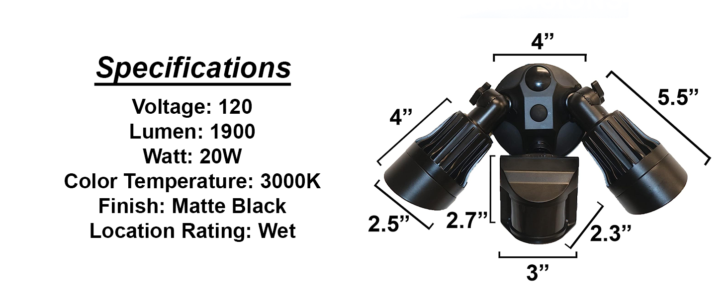 outdoor floodlight for house specifications