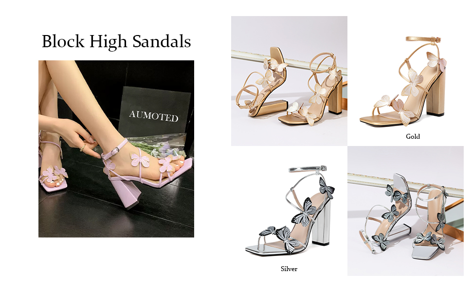 Amazon.com | AUMOTED Women Chunky High Sandals Butterfly