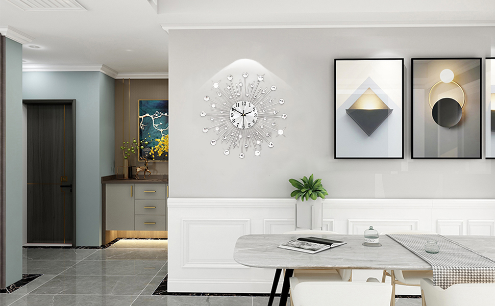 Large Wall Clock for Living Room Decor Modern Big Crystal