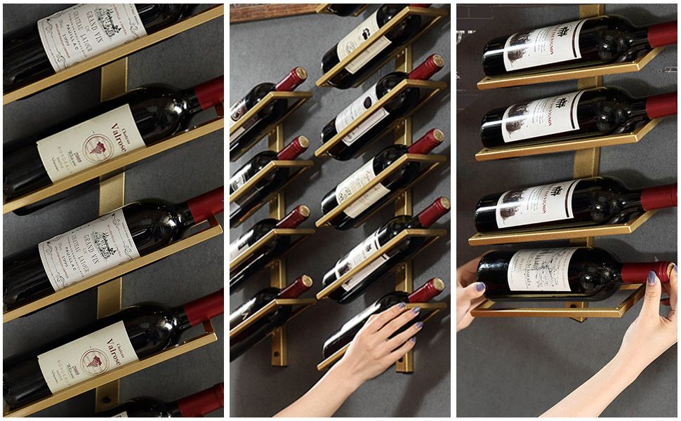 Metal Wine Rack Wall Mounted Wine Bottle Holder Storage