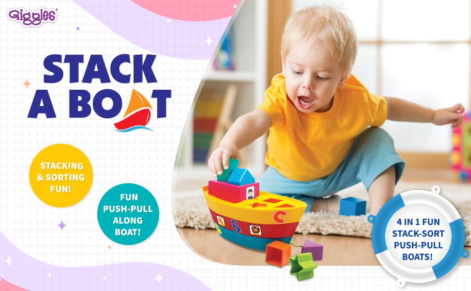 Buy Giggles Stack A Boat, 2 In 1 Pull Along Toy, Walking, Shape