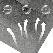 WOLTU Storage Box Ottoman Stools Upholstered Footstools Square Pouffe Cover Cream 16 WOLTU Storage Box Ottoman Chair Stool Dark Grey Upholstered Footstool Linen Square Pouffe Chair