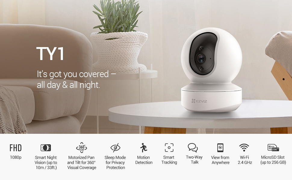 EZVIZ TY1 Security Camera Indoor WiFi Camera New Baby Pet Monitor