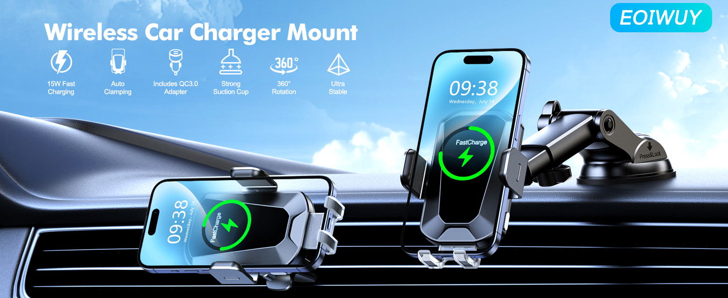 EOIWUY Wireless Car Charger Mount