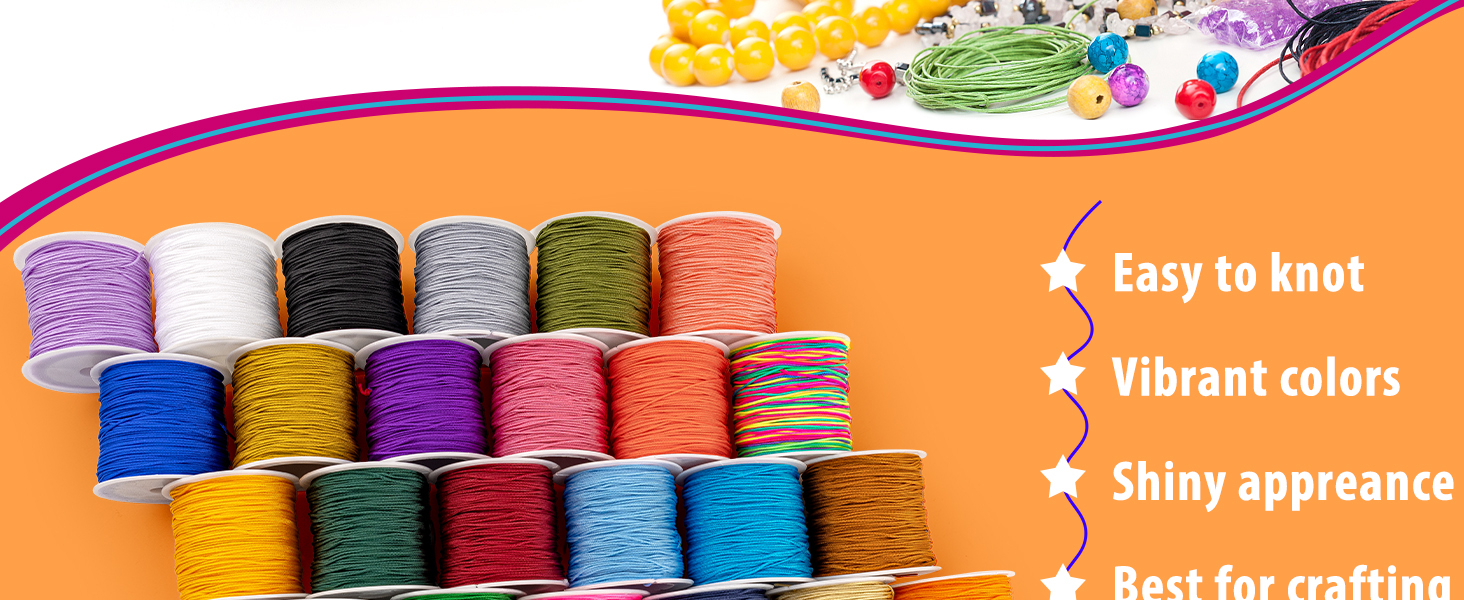 Framendino, 10 Rolls 0.8mm Nylon Cord Chinese Beading