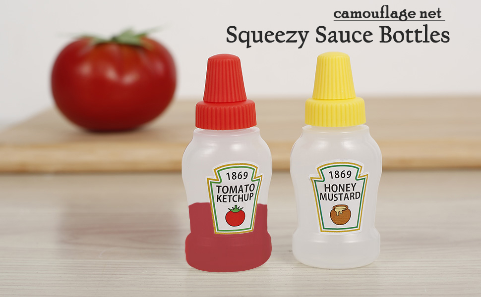 2 Pack Squeezy Sauce Bottles, 25 ml Mini Empty Squeeze Bottles Ketchup Bottle Portable Condiment