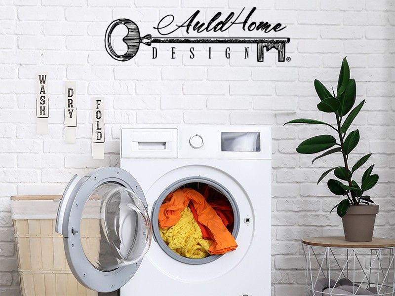 AuldHome Design Clothespin Laundry Wall Art (Set of 3) – Rustic Farmhouse Laundry Room Decor