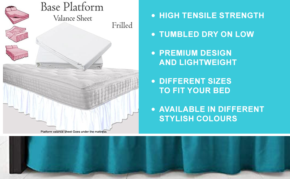 Rohi Base Valance Bed Sheet Frilled Design FIT Over 16” Deep Fit