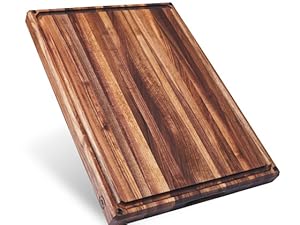 Sonder LA Franklin Edge Grain Walnut Wood Cutting Board, XL, Made in USA, Juice Groovee, Rubber Feet