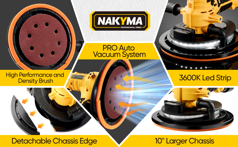 Nakyma Electric Drywall Sander,Portable Drywall Sander with Vacuum Auto