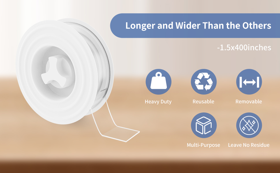 Transparent Nano Tape Double Sided 1.5" x 16.4 ft, Strong