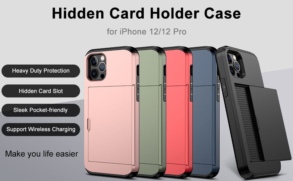 Nvollnoe for iPhone 12 Case,iPhone 12 Pro Case with Card