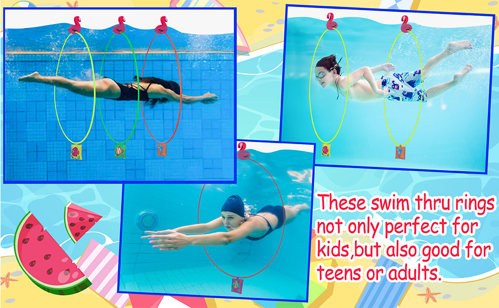15PCS Pool Toys Games Set5 Diving Through Swim Rings + 5