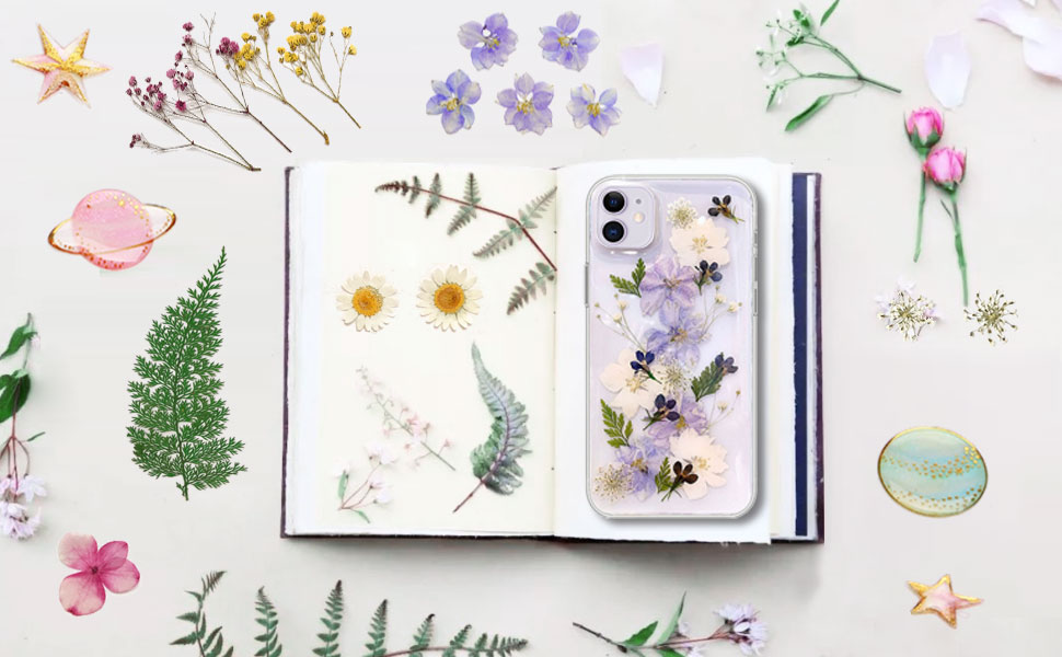 Abbery for iPhone 11 Flower case, Clear Soft TPU Flexible