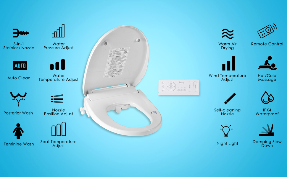 Davivy Bidet Toilet Seat,Smart Bidet Seat,Electric Bidet Toilet Seat