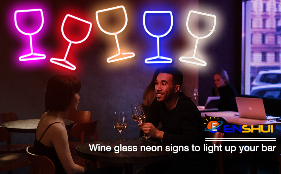 Wine glass neon signs to light up your bar