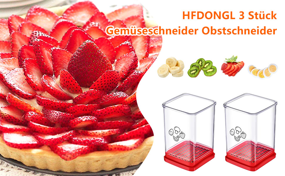 3 Stück Gemüseschneider Obstschneider mit Schutzkappe und Aufbewahrung ...