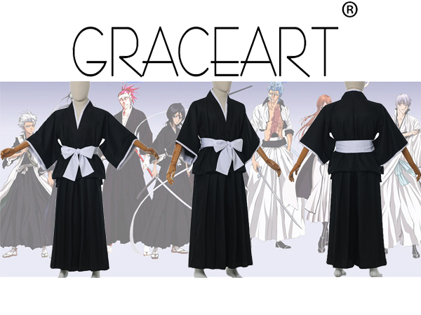 Japanese Anime Yukata Kimono Robe Cloak Traditional Samurai Hakama Uniform