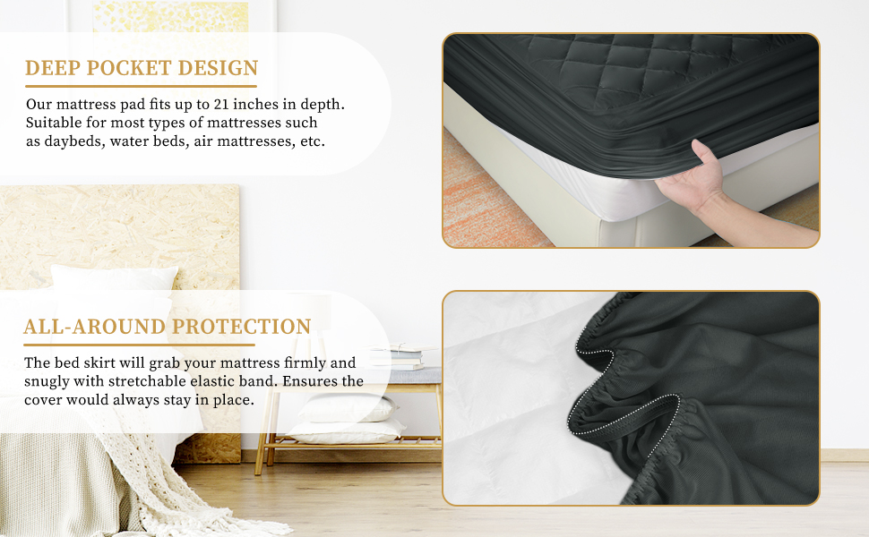 Quilted Fitted Cal King Mattress Pad Cover, Waterproof