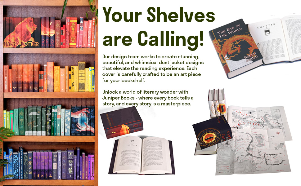 bookshelf filled with books and Juniper Books Sets organized by color in a rainbow