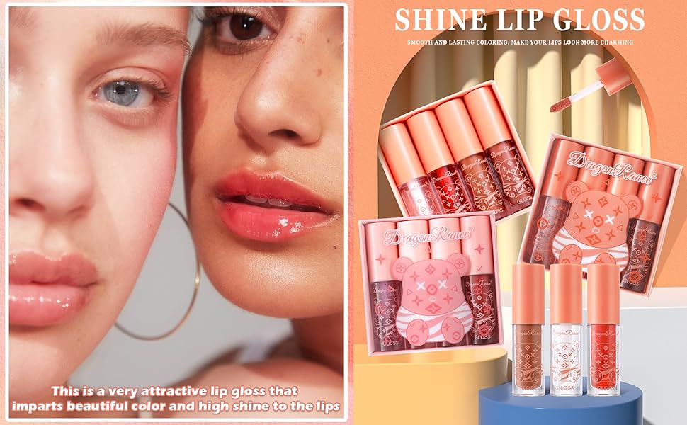 4PCS Lip Gloss Set Lipgloss Kit,Liquid Lipstick Set Shine Glossy and