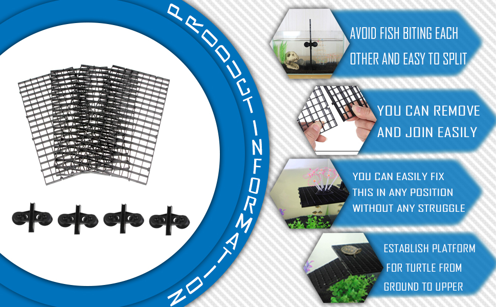 PetzLifeworld (4 Pcs Egg Crate & 4 Pcs Divider Clip) Aquarium Black