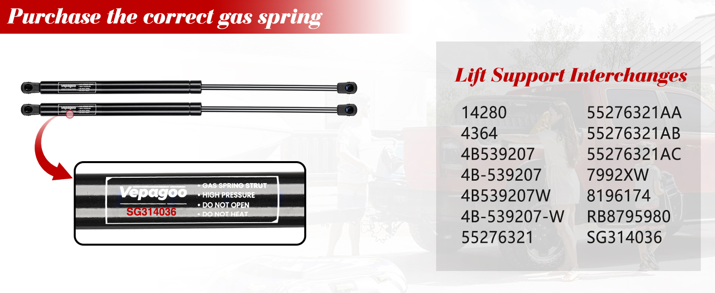 Vepagoo 2 Front Hood Gas Lift Supports Struts 4364 Compatible for Dodge