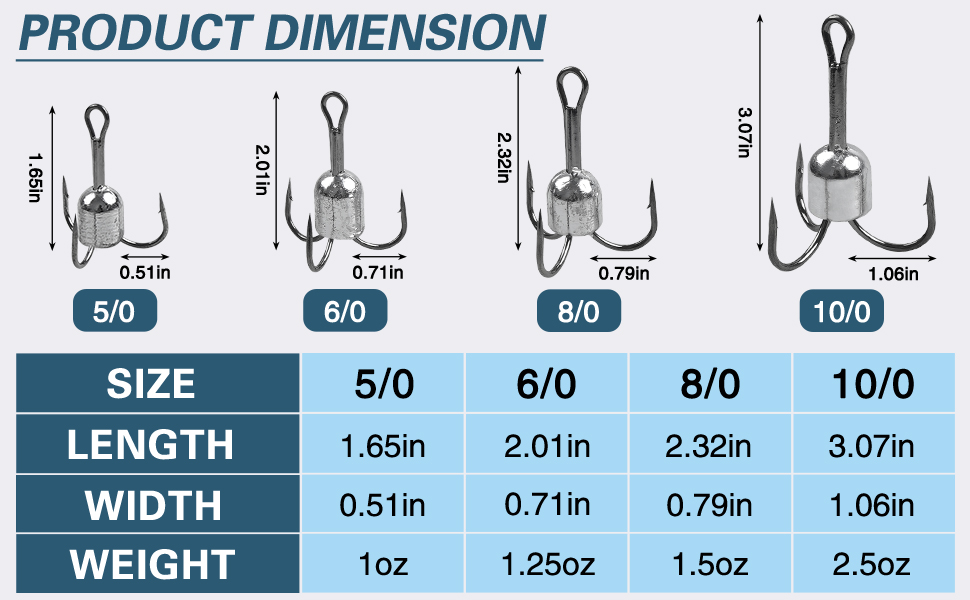 Snagging Weighted Treble Hooks, 5pcs Snagging Hooks Large Weighted
