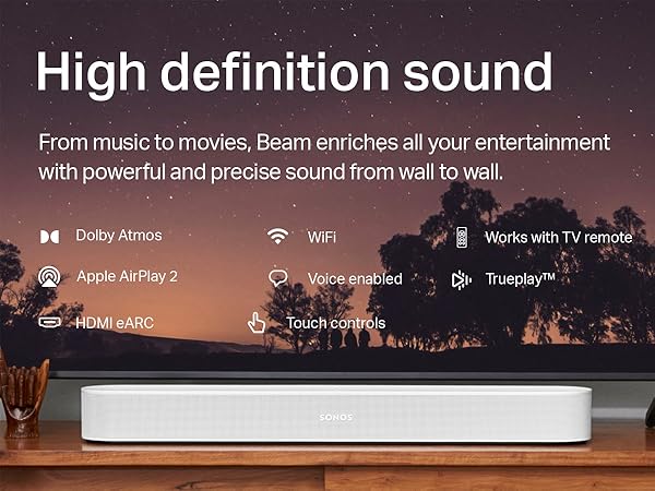 Amazon.com: Sonos Beam Gen 2 - White - Soundbar with Dolby