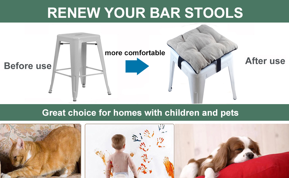 HFCNMY Bar Stool Cushions Square, 4 Pack Thick Square Seat