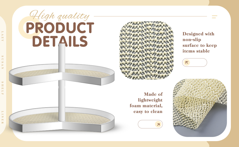 Frienda 2 Pcs Lazy Susan Shelf Liner Circle Kitchen Liners