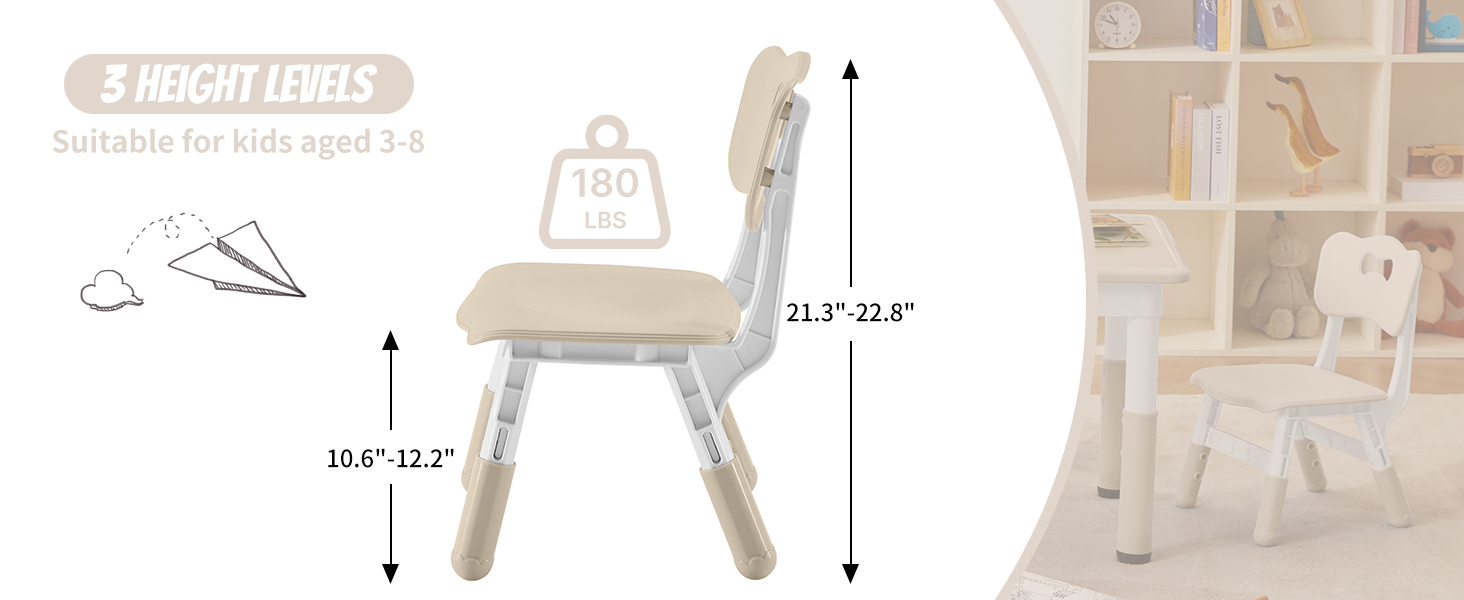 GITAWUSA Kids Study Table and Chairs Set, Height Adjustable Toddler Table and Chair