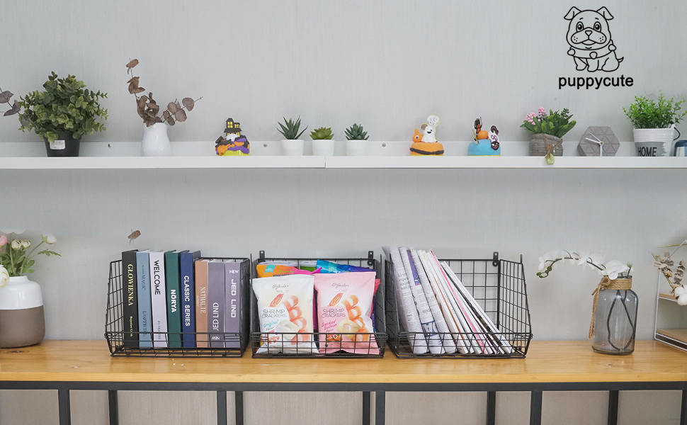 3 PACK Stackable Wire Storage Baskets for Kitchen Closet Pantry, Hanging Closet Organizers and