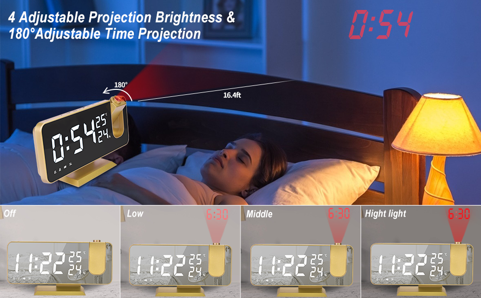 EVILTO Projection Alarm Clock for Bedroom Ceiling Digital